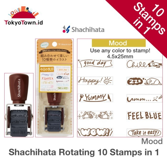 

Terlaris Rotating Stamp 10 patterns in 1 for notebook diary journal Shachihata SALE