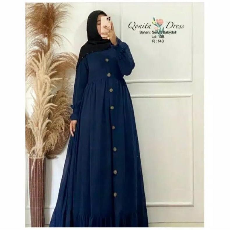 Promo Baju Pakaian Gamis Dress Dres Abaya Fashion Drees Jubah Wanita Muslim Muslimah Remaja Ibu Hamil Busui Perempuan Cewek Cewe Polos Menyusui Kancing Depan Full Rumahan Harian Terbaru Trend Kekinian Murah Cod Good Quality