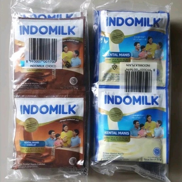 

siap kirim] [6 Sachet @37 gram] Indomilk Coklat & Putih Susu Krim Kental Manis