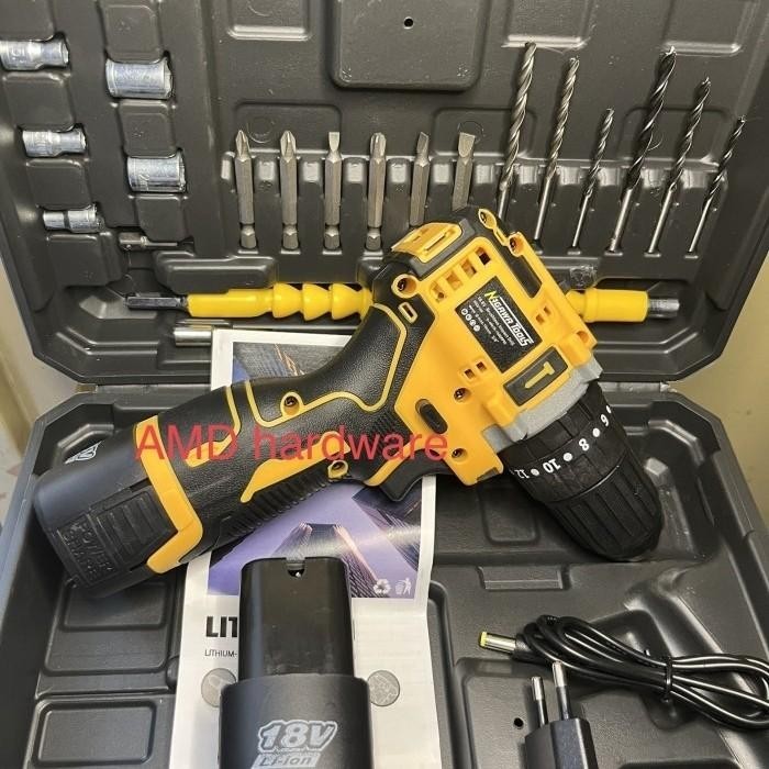 NAGAWA NCD168 MESIN BOR BATERAI 16V CORDLESS DRILL 10MM SET + MATA BOR
