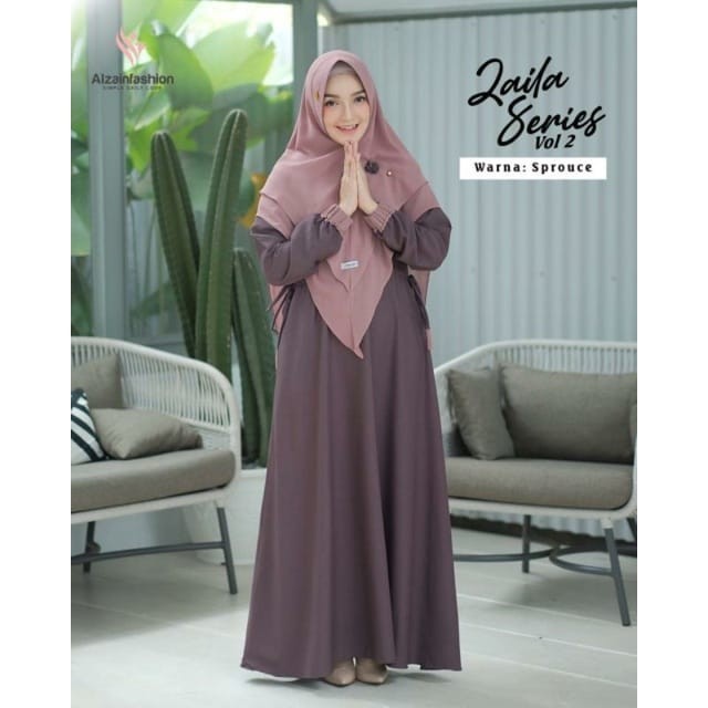 Gamis Premium BAJU GAMIS WANITA TERBARU MUSLIM SET HIJAB SYARI UKURAN DEWASA, JUMBO - Sprouce, M