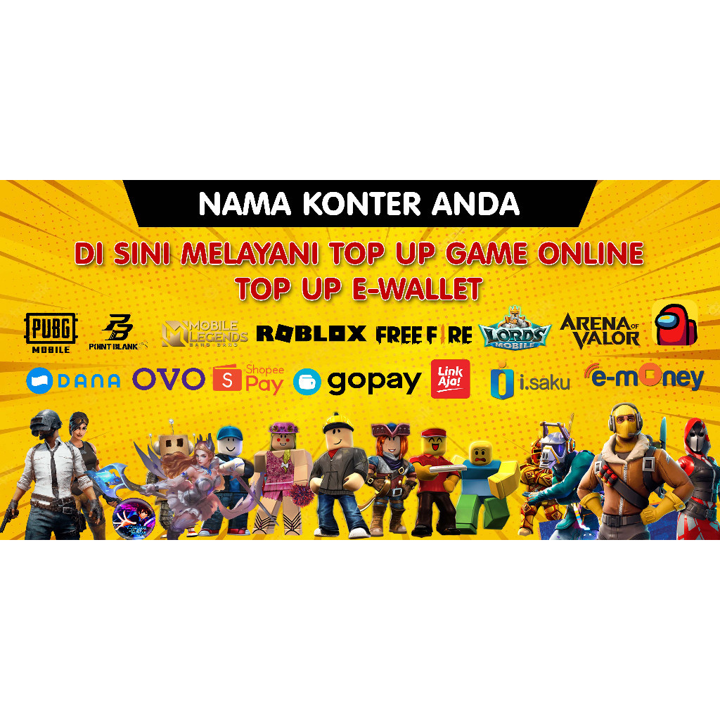 

Fleksi / Stiker Vinyl Bertuliskantop Up Ewallet & Game Online