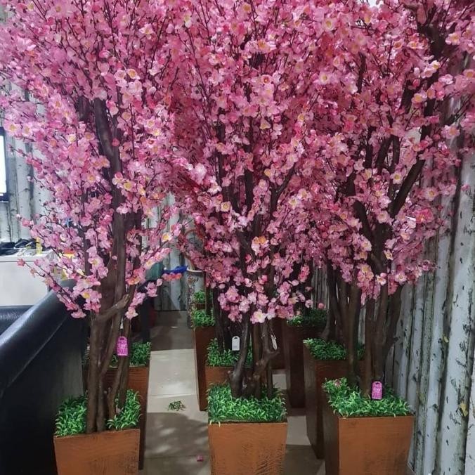 Pohon Meihwa Imlek Besar 180Cm Dekorasi Pohon Sakura Pink Merah Meihua