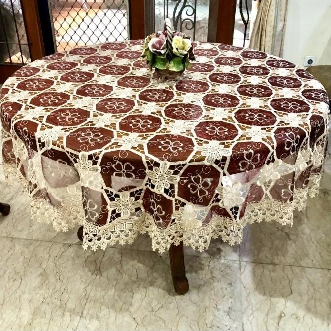 Taplak Meja Makan Renda Premium Bulat/Bundar