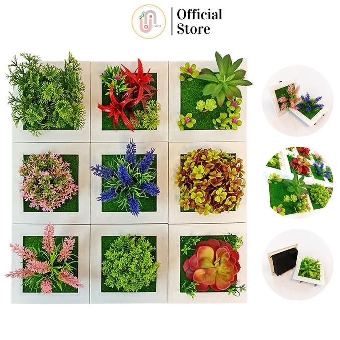 Tanaman Hias Plastik Bunga Bingkai Dinding Mini Hiasan Dekorasi Rumah