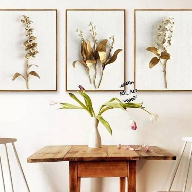 Flower Painting 3D Gold Frame Big Size