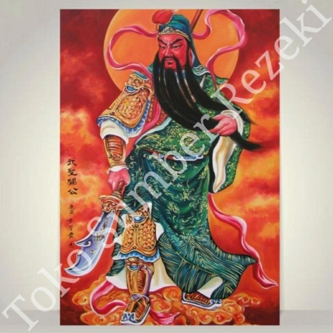 Big Poster Dewa Kwan Kong Pajangan Lukisan Guan Yu Buddha Besar Kustom