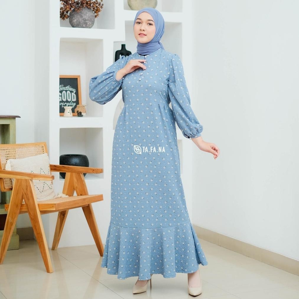 el_colect- TAFANA - Jisso Dress Muslim Korea Bahan Crinkle | gamis motif bunga | dress floral | gami