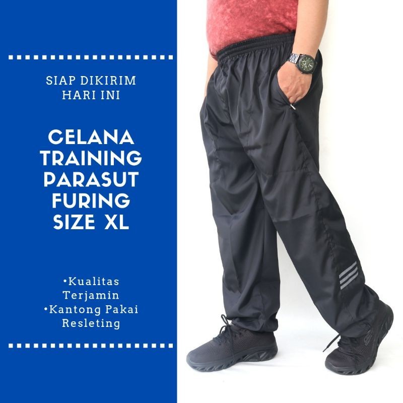 Celana Training Olahraga Panjang Pria Wanita Ukuran XL Parasut Furing