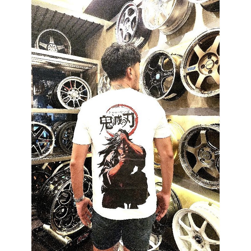Kaos Anime Demon Slayer Cotton Import / Yoriichi warna Putih / T-Shirt Pria / Baju Kaos Unisex