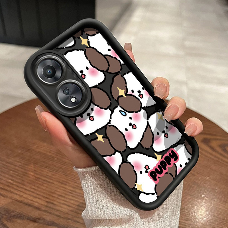 Casing Hp OPPO A78 Case Casing lunak silikon Anti Drop HP ponsel kartun imut Softcase anjing babi ke