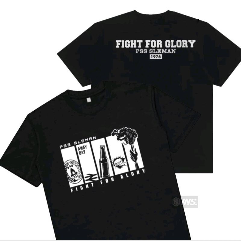 T-Shirt Kaos Distro Pria PSS SLEMAN AWAY DAY FIGHT FOR GLORY