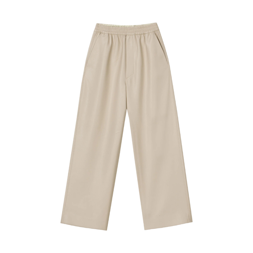 NANUSHKA Women ODESSA Cropped Wide-Leg Pants in Creme Okobor Alt-Leather