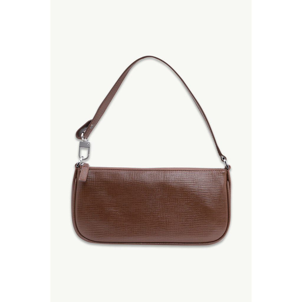 BY FAR Rachel Shoulder Bag in Tabac Embossed Leather
