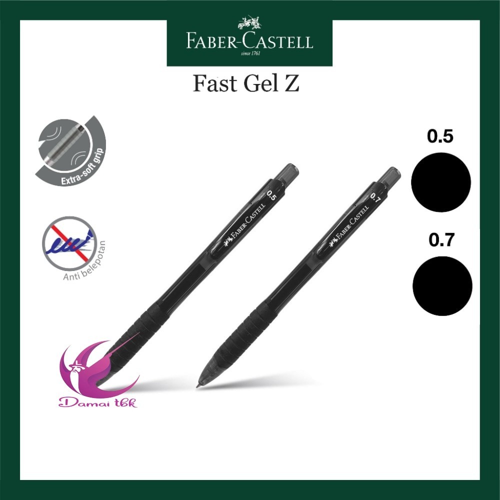 

Pulpen Gel Faber Castell / Fast Gel Z 0.5 dan 0.7 MM Black Ink / Ballpoint Gel