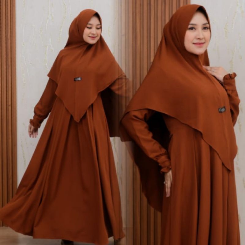 Syar'i Gamis set Khimar Itycrepe Premium Polos