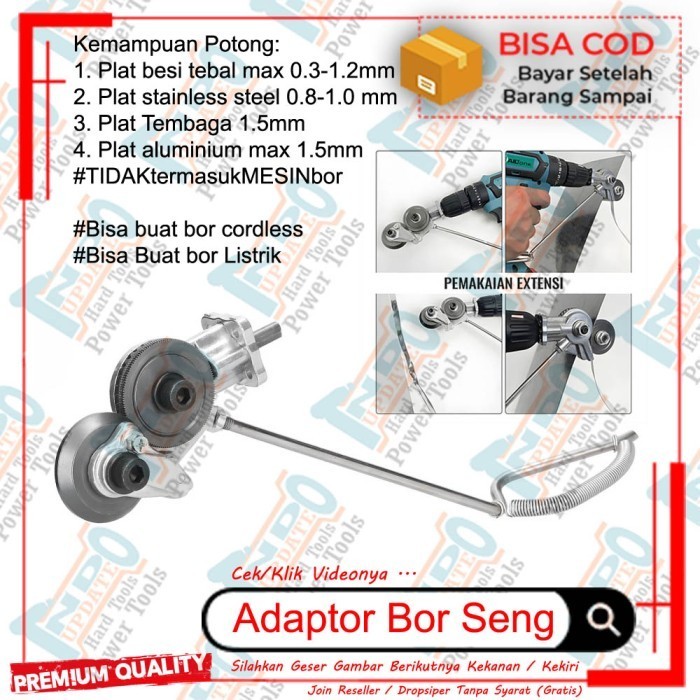 ADAPTOR MESIN BOR ALAT POTONG GUNTING PLAT BESI PELAT SENG