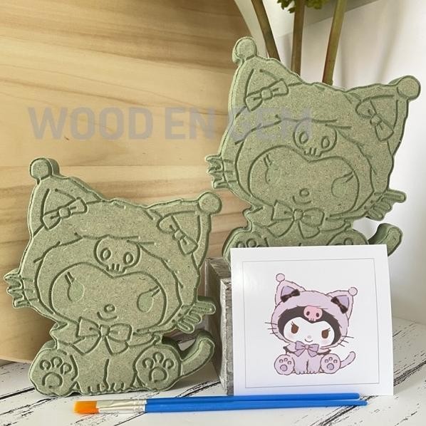 

gf-5 DIY Wood Character Painting Mewarnai Melukis Kayu Karakter Kuromi Cat | Woodengem | 15 cm Original