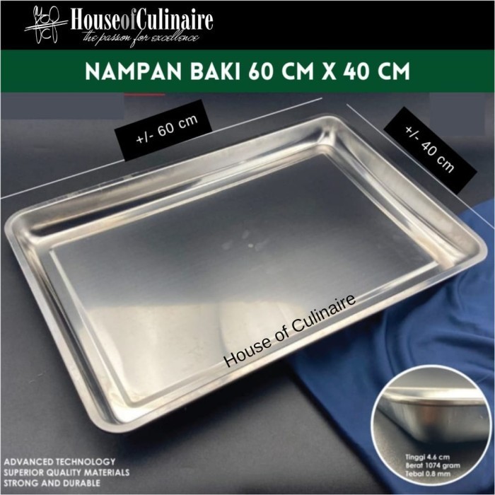 NAMPAN BAKI 60 X 40 CM STAINLESS TEBAL MULTIFUNGSI WADAH SAJI