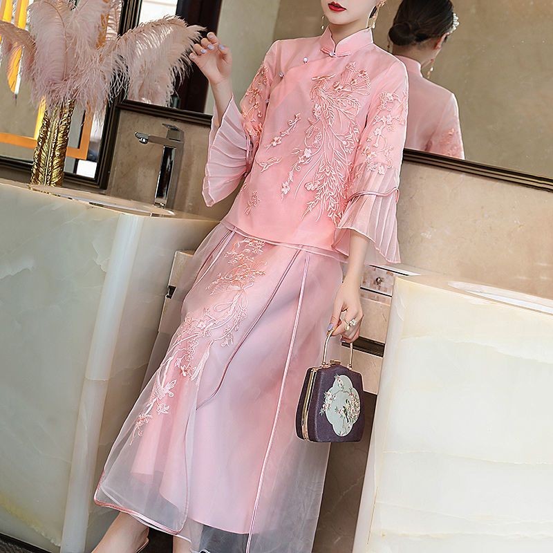 Pakaian Wanita Setelan Cheongsam Young Tang Dua Potong Hanfu