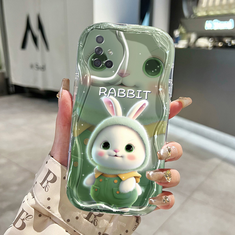 Casing Hp Samsung Galaxy A71 A72 4G A72 5G Case Casing Lucu Kelinci pola 3D HP warna macaron Sederha