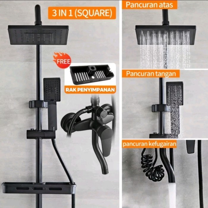 Shower Column Set Panas Dingin Hitam/Shower Tiang Panas Dingin Hitam