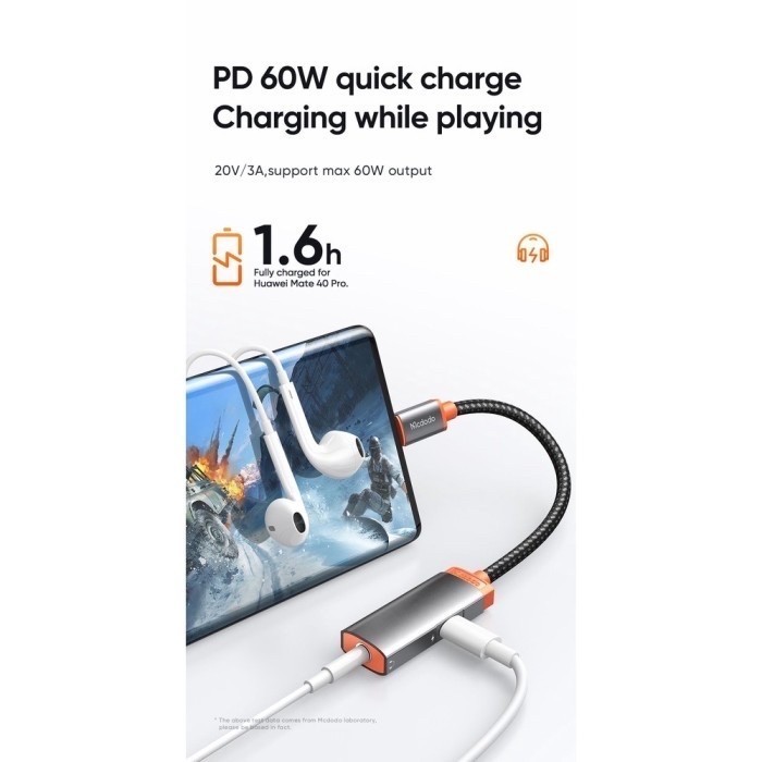 Converter Splitter Audio Asus Rog 3 Type C To 3.5Mm Mcdodo Open Mic