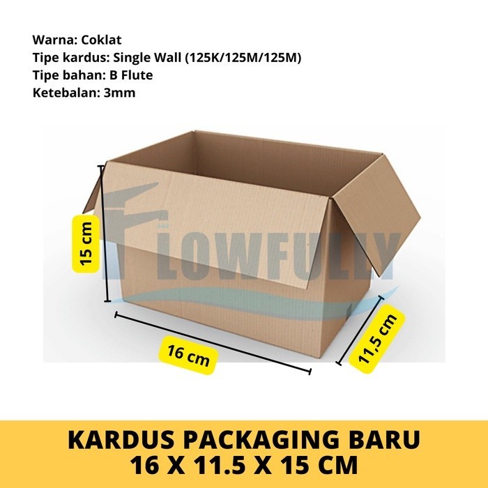 

Kardus Packing Baru 16 x 11,5 x 15 cm Single Wall Coklat Packaging - 20 Pcs