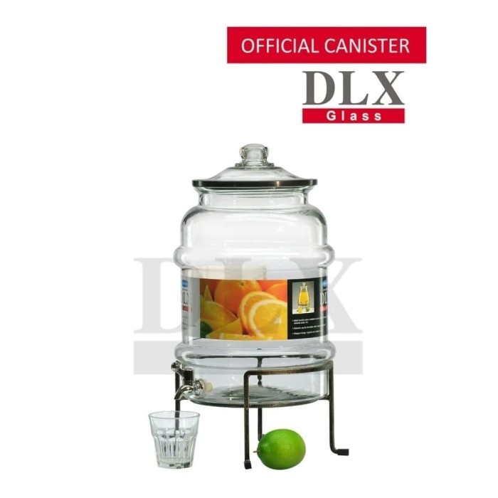 DLX Dispenser 14.5L kaca dengan Kaki Besi - juice Dispenser Kaca