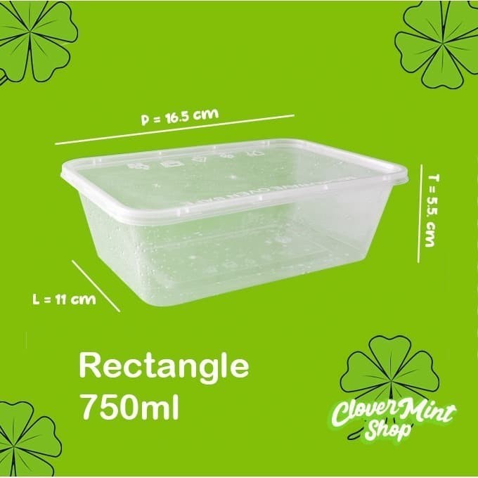Kotak Makan Plastik 750 Ml(500Pcs)/Tempat Makanan/Thinwall/Box Plastik