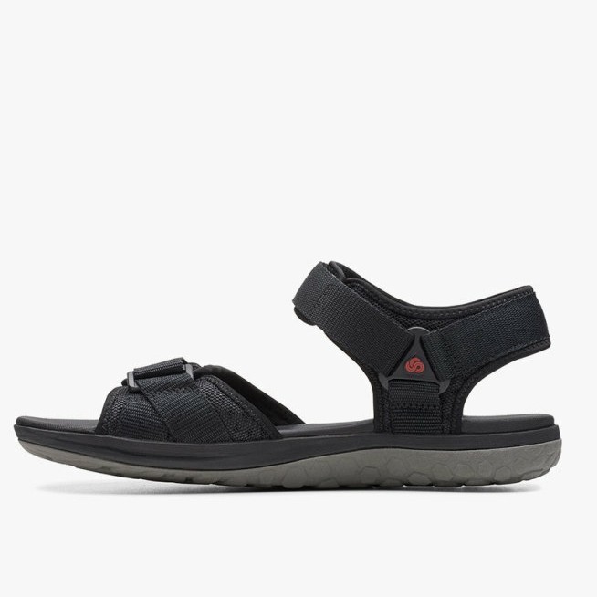 Sepatu Sandal Pria Clarks Step Beat Sun Black Textile Original