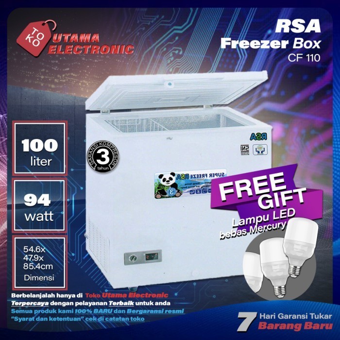 CHEST FREEZER RSA 100 LITER CF-110 FREEZER BOX GARANSI RESMI RSA