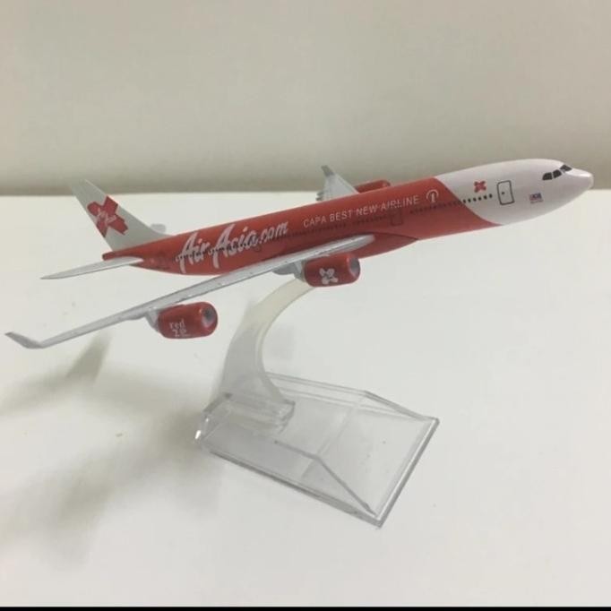 miniatur Diecast pesawat AirAsia a340 16 centi tidak ada roda PS