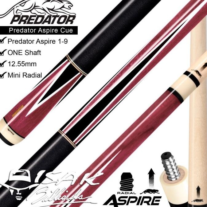 READY PREDATOR ASPIRE 1-9 POOL CUE | LOW DEFLECTION RADIAL STICK BILLIARD HEMAT