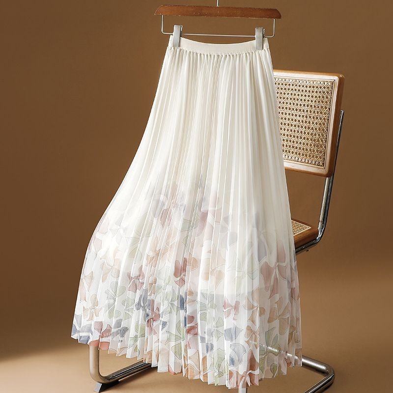 Rok Jala Motif, Rok Lipit Tirai Panjang Setengah, Rok Kain Kasa Motif Bunga BaruARok Garis