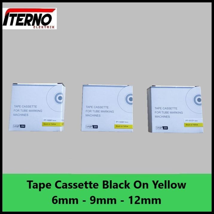 

TERMURAH PUTY LABEL TAPE CASSETTE 9MM PT-1009Y BLACK ON YELLOW UNTUK PT1010 !!