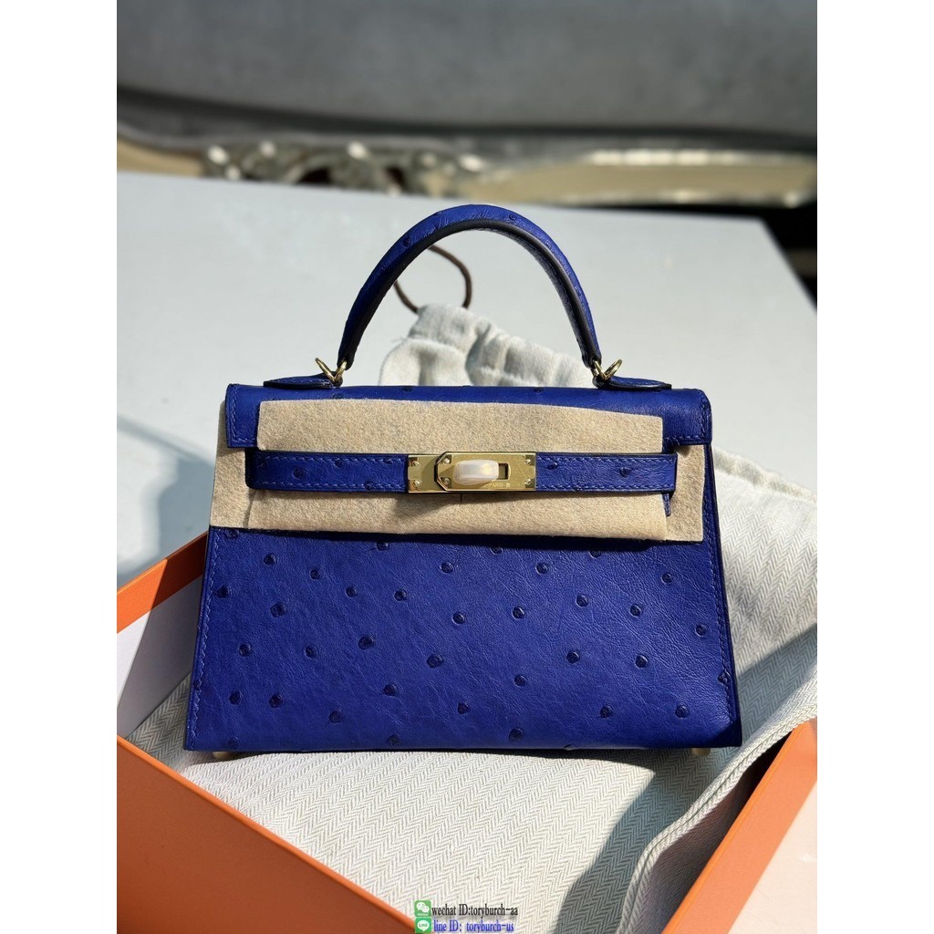 Ostrich Herme_ mini Kelly II handbag cosmetic wallet holder clutch handmade stitch