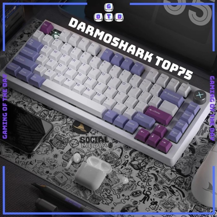 Darmoshark TOP75 TOP MOUNT Mechanical Keyboard Wireless with LED KNOB