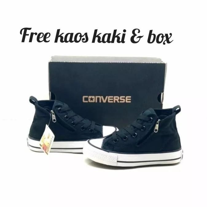 AST Sepatu Converse Anak Zipper Sleting Terbaru Sepatu Sekolah Hitam TERLARIS