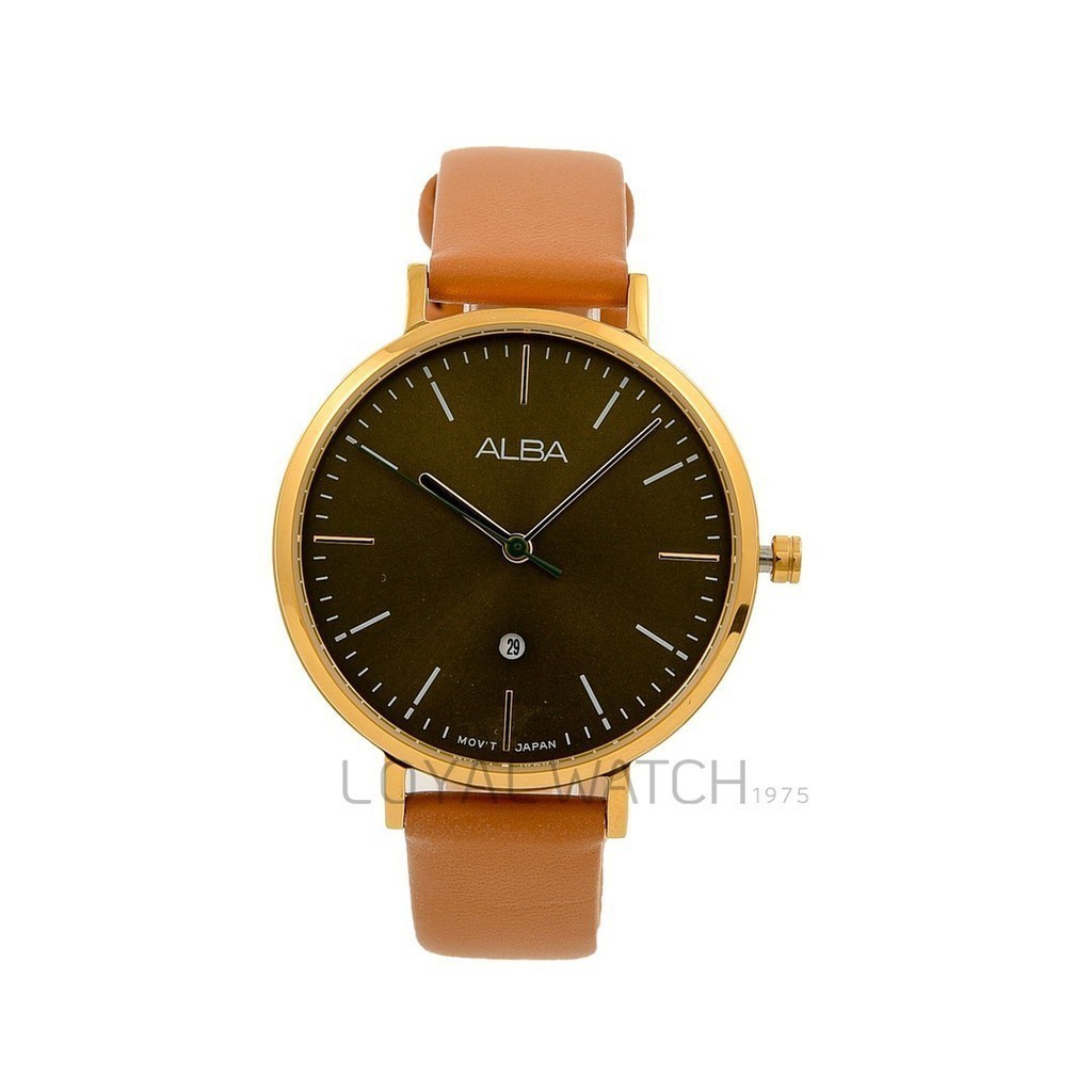 Jam Tangan Alba Wanita AH7T28 Gold Hijau Coklat Original Garansi Resmi