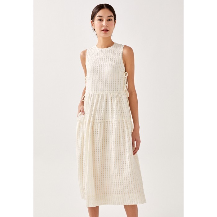 Fleuro Textured Midi Dress - Cream