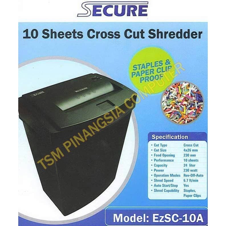 Penghancur Kertas Secure Ezsc-10A