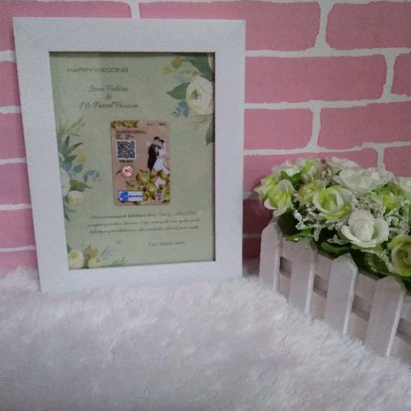 NazhifaSakhy - Bingkai Gift Series - Pigura Frame Happy Wedding - Request Nama Ukuran 4R 5R 6R Tanpa