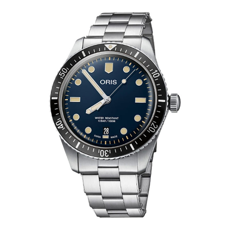 Jam Tangan Pria Oris Divers 01-733-7707-4055-07-8-20-18 Sixty-Five Automatic Men Blue Dial Stainless