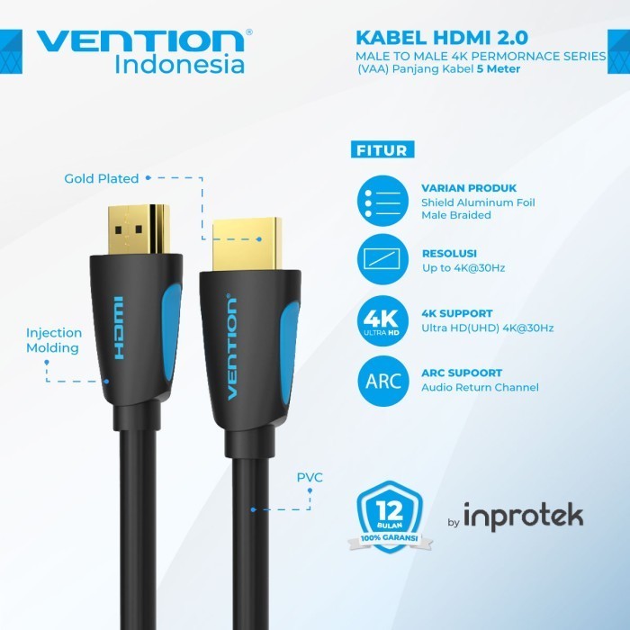 [5M - M02] Vention Kabel Hdmi V2.0 Ultra Hd 4K
