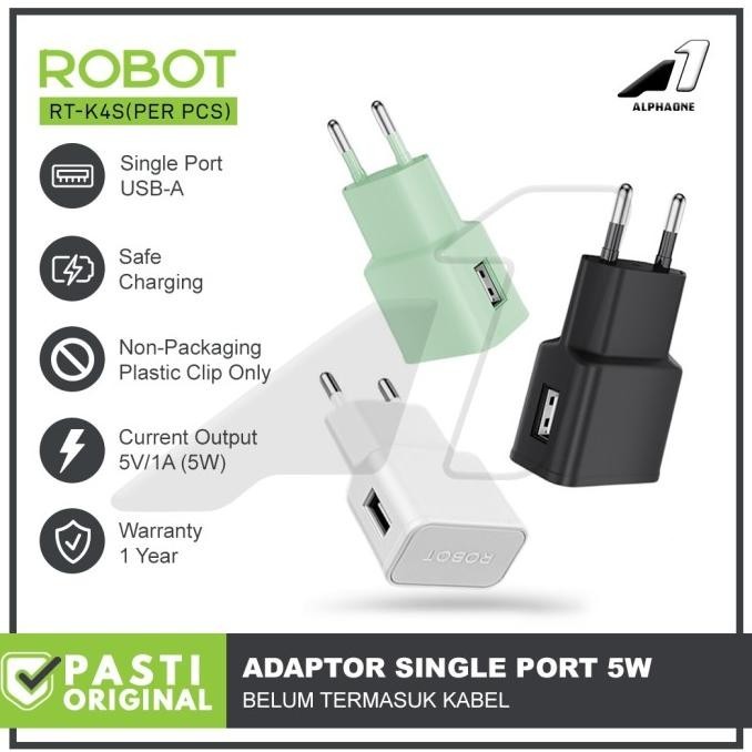 Terbaru Robot Adaptor Kepala Charger Rt-K4 Travel Charger Batok Casan Hp