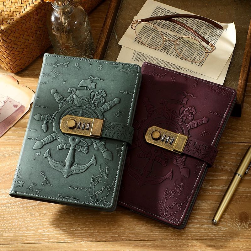 

A5European Retro Password Notebook Diary with Lock3DRelief Craft Creative Password Lock Notepad