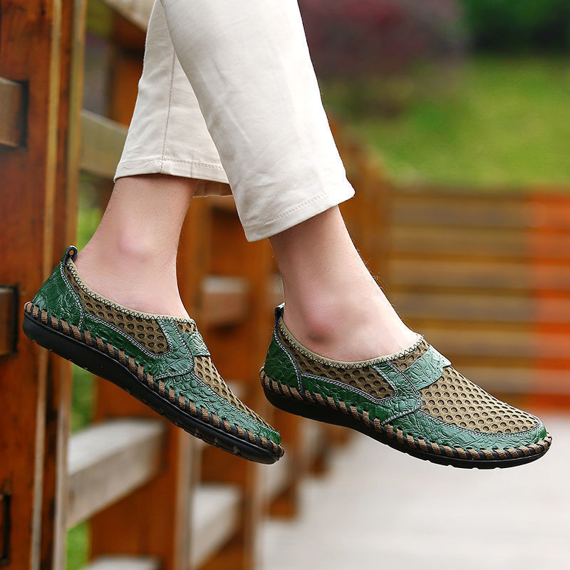 【Kulit Asli】Sepatu Kulit Jala Pria, Sandal Tods Modis Gaya Korea Bersirkulasi Tahan Air Antiselip