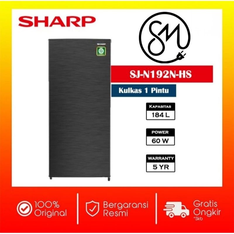 Kulkas Sharp 1 pintu SJ-N192N HS 192NHS SJN192NHS 184 Liter