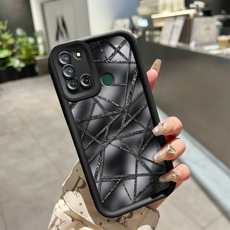 Casing Hp Realme 7i Realme C17 Case lembut baru Kesing telepon pola bunga ungu Softcase  casing peli